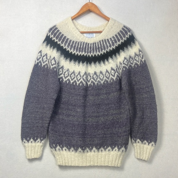 Alpaca Imports 100% Wool Fair Isle Sweater Unisex M-Small W-Med Handmade in Peru - Picture 1 of 7